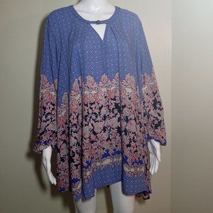 Jodifl Women's Multi Color Printed Boho Relaxed Fit Blouse, Size Medium.